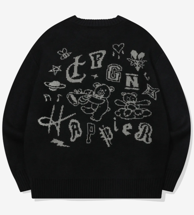 CPGN STUDIO / Doodle Bear Round Knit / Black /  JUL25