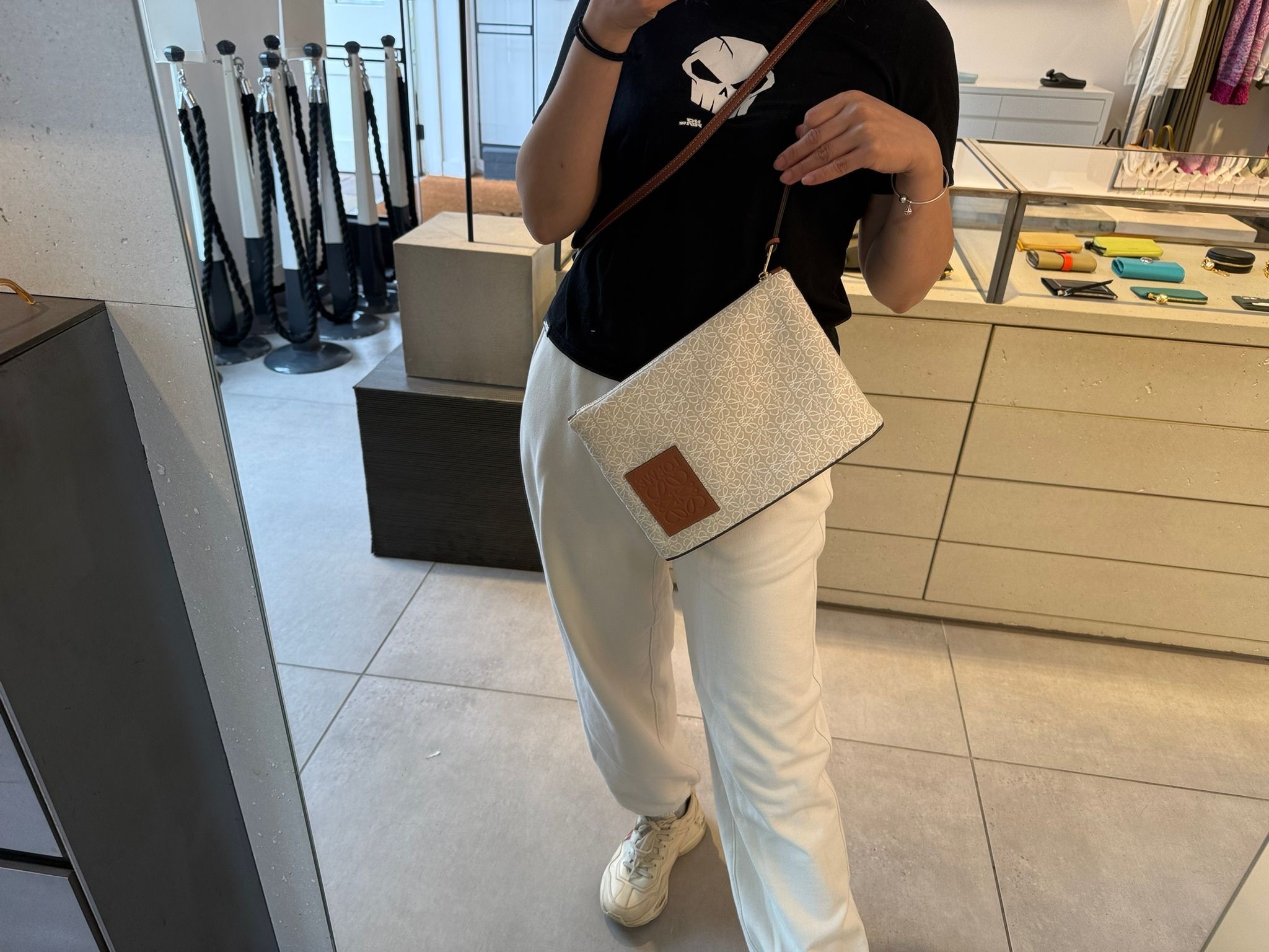 Loewe Anagram Oblong Pouch Beige Tan