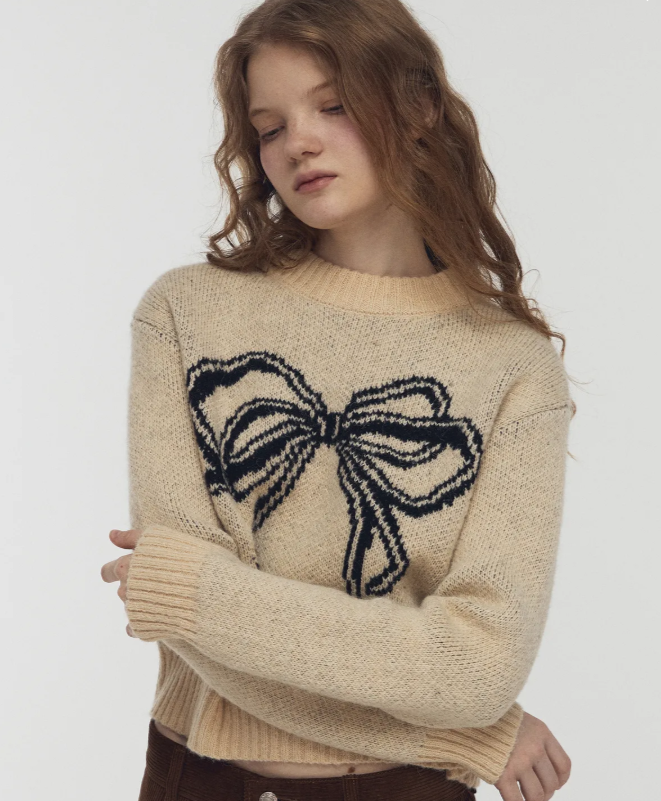 CPGN STUDIO / Ribbon Brush CROP Knitted / Cream /  JUL25