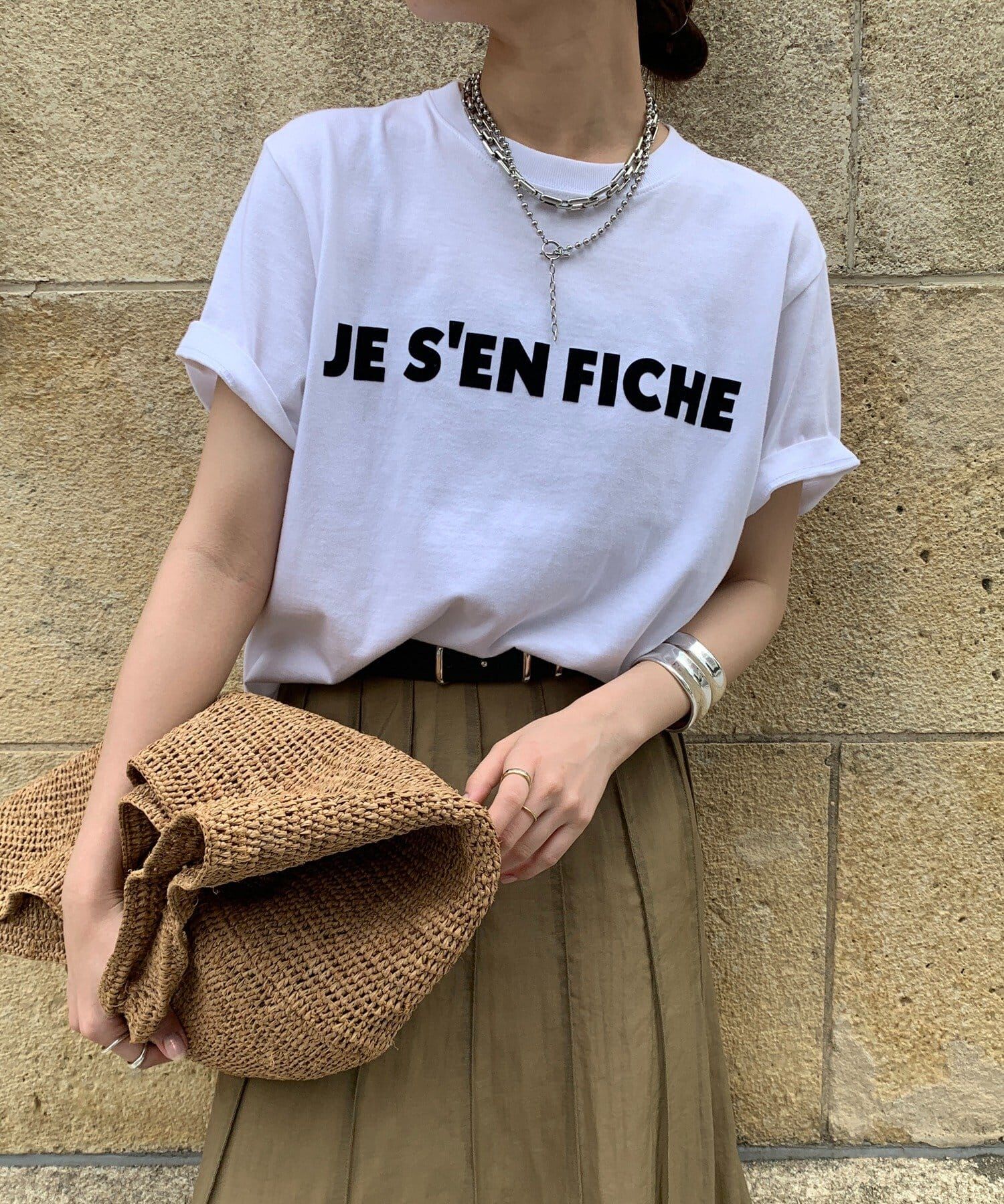 DOUDOU(ドゥドゥ)  【新色追加】JES'EN FICHEフロッキーロゴTEE白底黑字（DDZ1051206A0012）