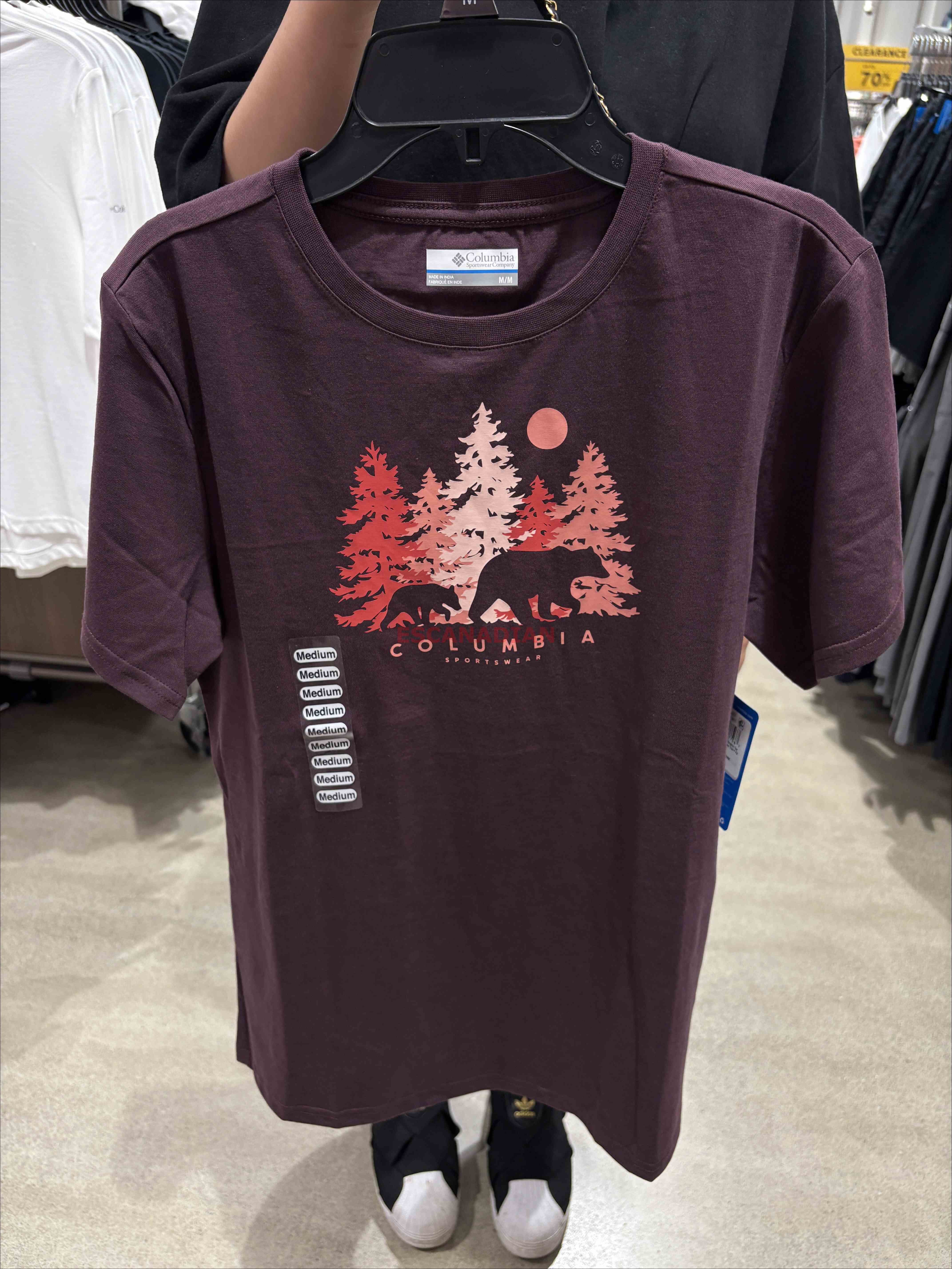 Columbia  女大人 有機棉 加拿大楓葉林圖案 短TEE (2色)