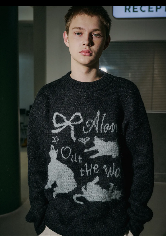 CPGN STUDIO / Ribbon Cat Brush Knit  / Black /  JUL25