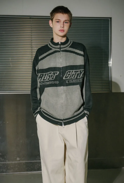 CPGN STUDIO / [2-WAY] TRUST CITY zip-up knit / charcoal /  JUL25