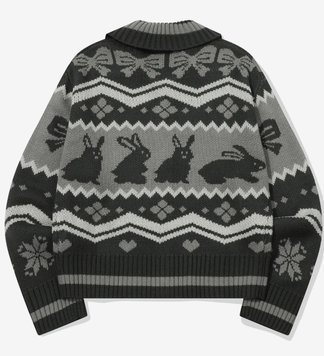 CPGN STUDIO / [2-WAY] Bunny Crop Zip-up Knit / Charcoal /  JUL25