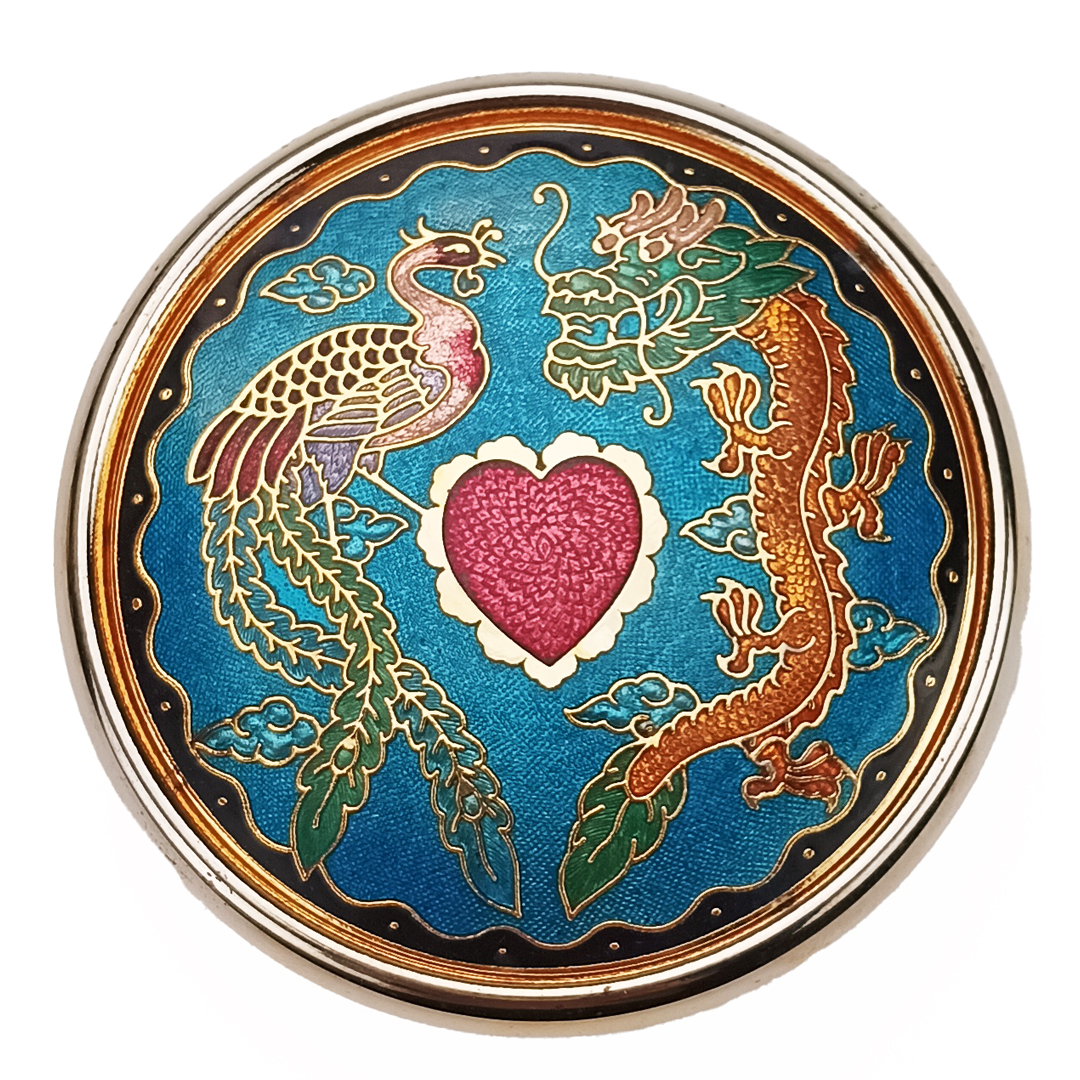 景泰藍龍鳳印泥盒｜全銅胎工藝 精緻收藏印章最佳搭配