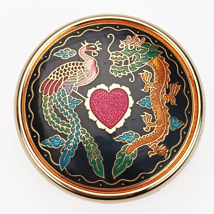 鹿港窯禮品館 景泰藍龍鳳印泥盒