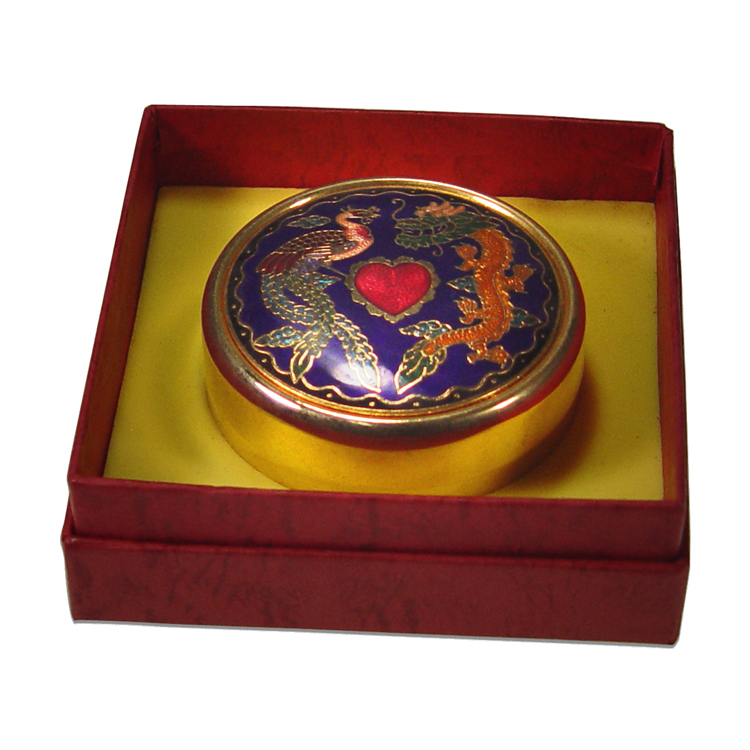 鹿港窯禮品館 景泰藍龍鳳印泥盒