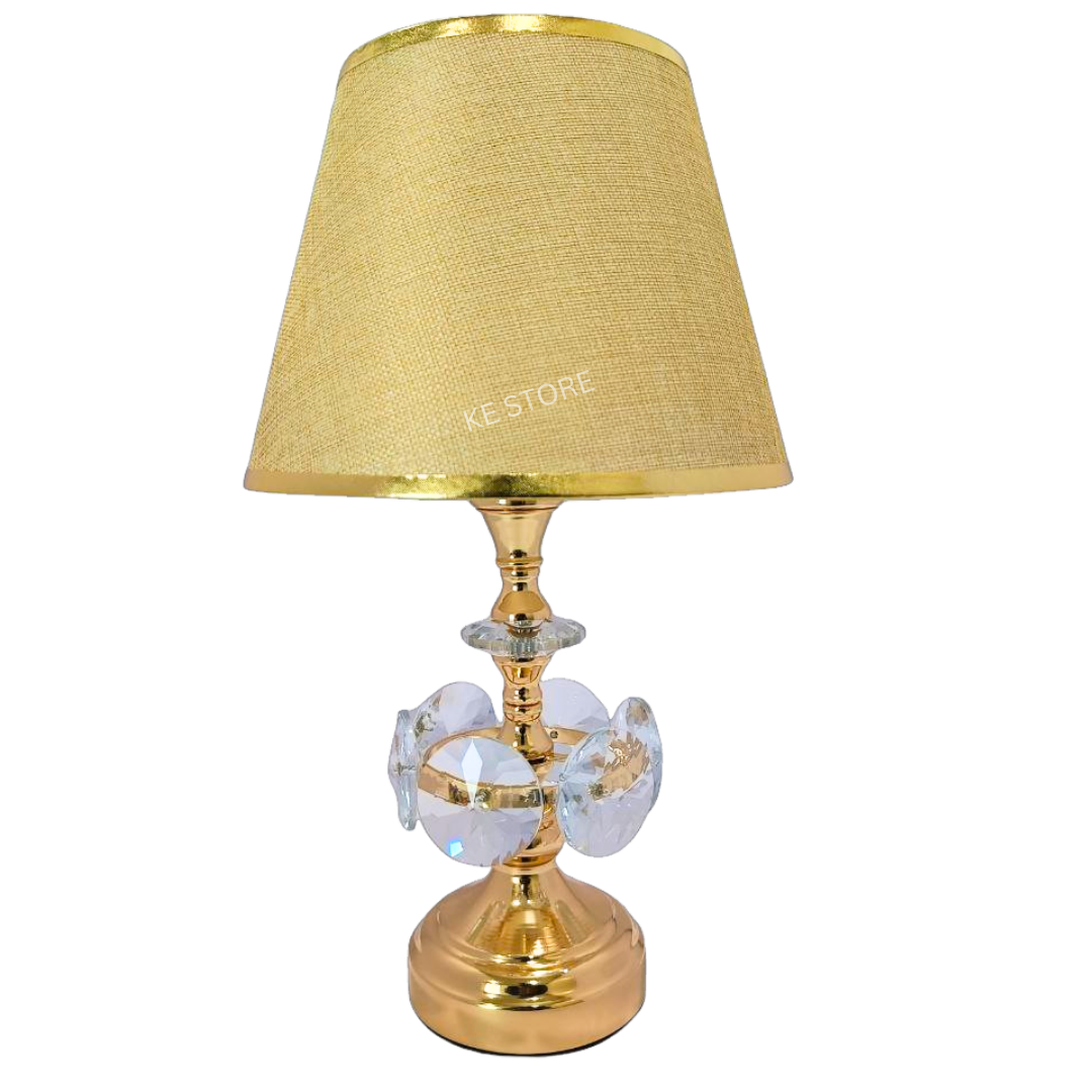 Luxury Crystal Gold Table Lamp with Textured Fabric Shade