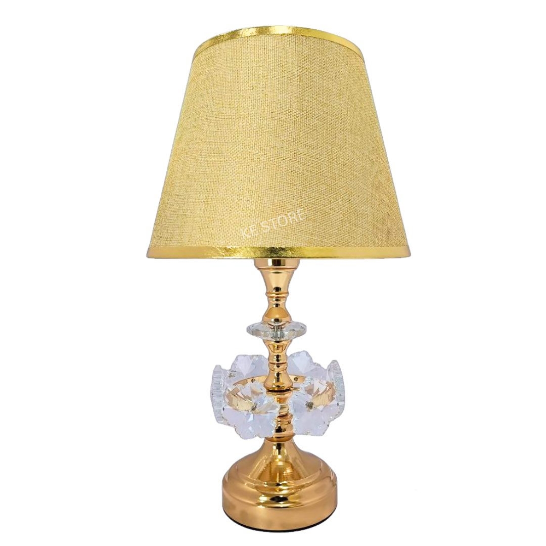 Luxury Crystal Gold Table Lamp with Textured Fabric Shade