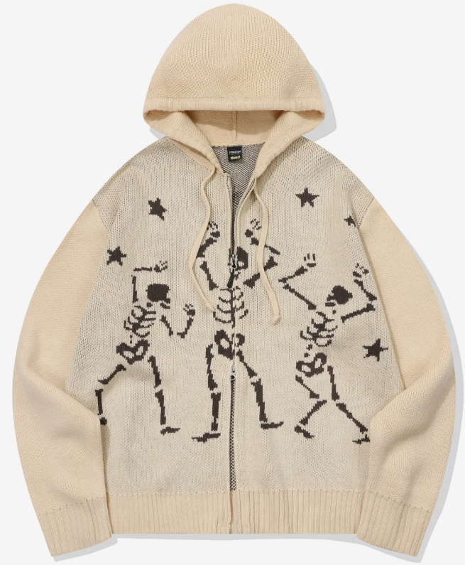 CPGN STUDIO / [2-WAY] skeleton hooded zip-up knit / cream /  JUL25