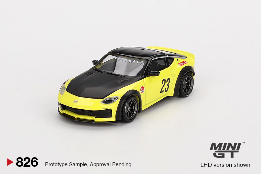 Mini GT 1/64 Nissan Z LB★NATION WORKS Ikazuchi Yellow RHD