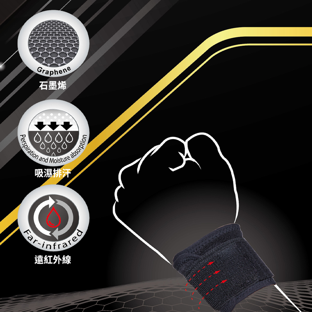 【格萊思美】石墨烯 可調式極致護腕1入(非一雙) (GM-WG222)