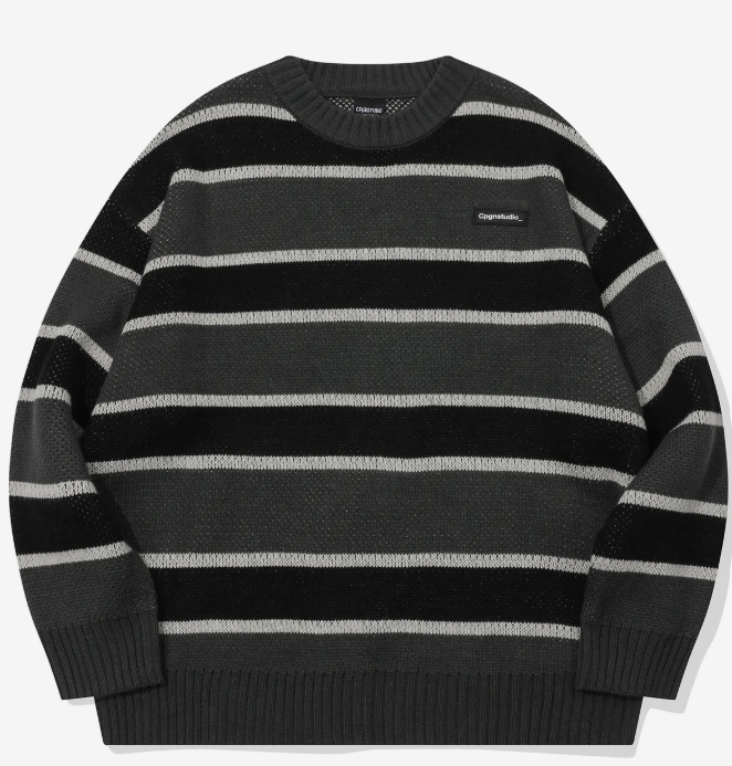 CPGN STUDIO / Stripe Waffen Knit Charcoal  / Black /  JUL25