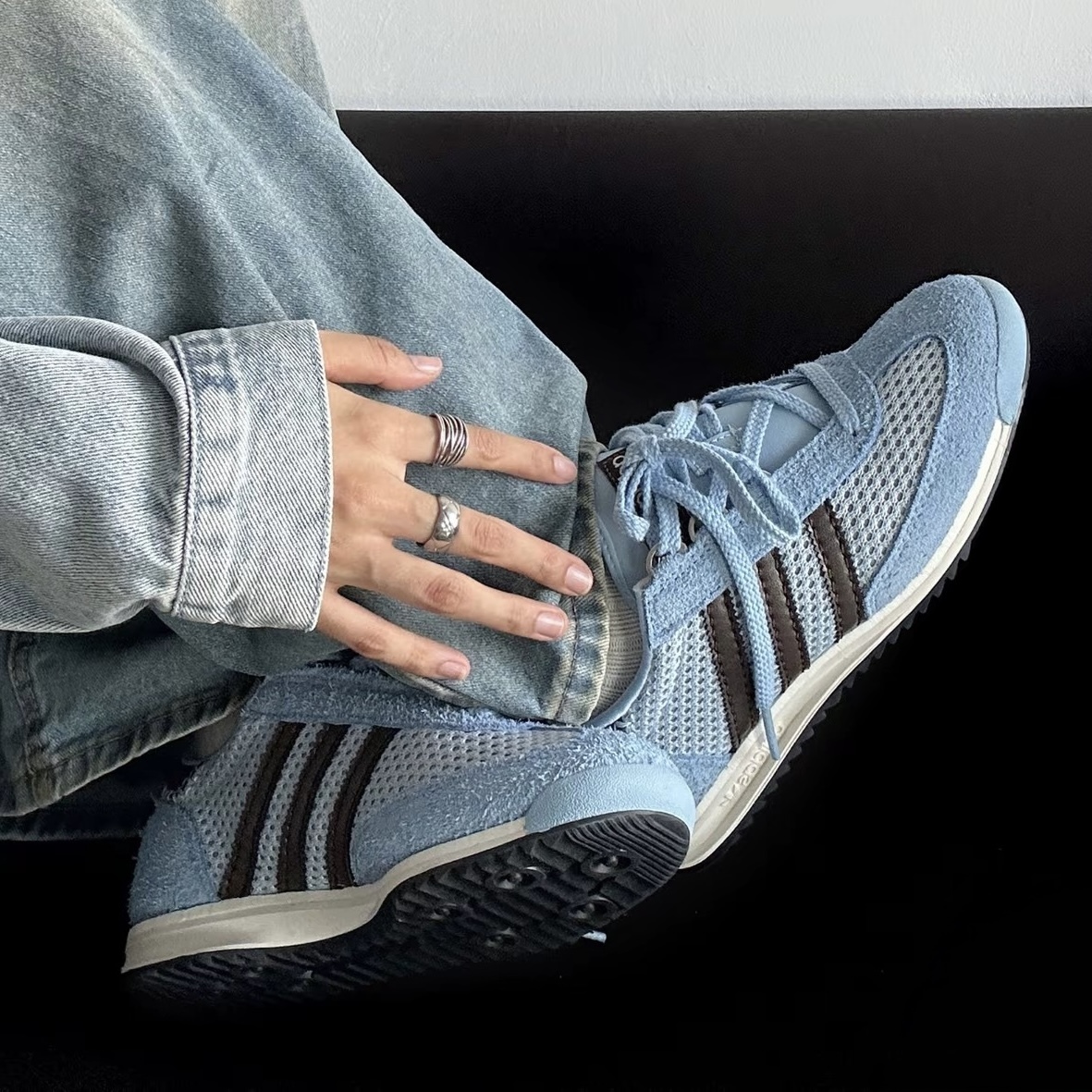 ADIDAS ORIGINALS SL76 x WALES BONNER 聯名 湖水藍 藍黑 霧藍 網布 休閒 男女鞋 IH3262