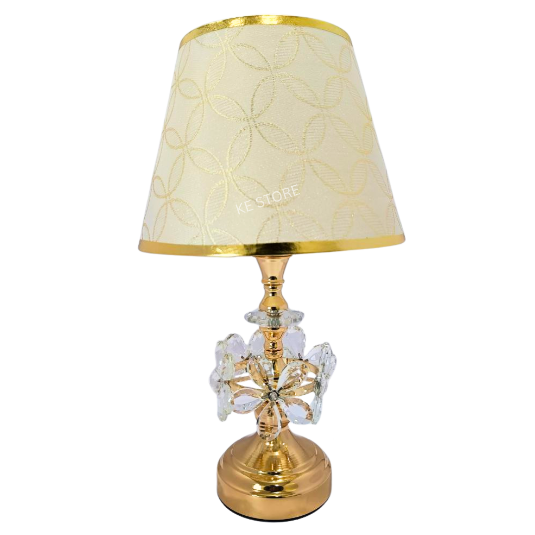 Elegant Crystal Flower Table Lamp with Golden Base