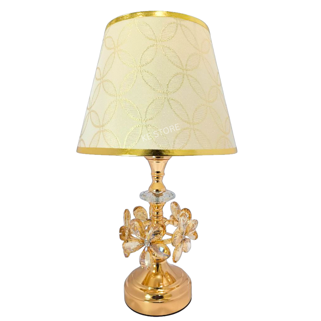 Elegant Crystal Flower Table Lamp with Golden Base