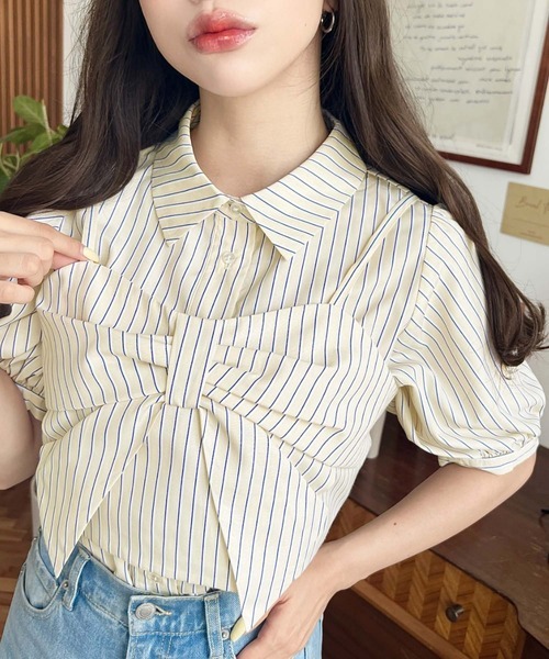 日本🇯🇵連線 Moment+ 蝴蝶結吊帶背心襯衫套裝 兩件套 緞帶 條紋 吊帶背心 襯衫 7色(任買兩件711免運)/預購