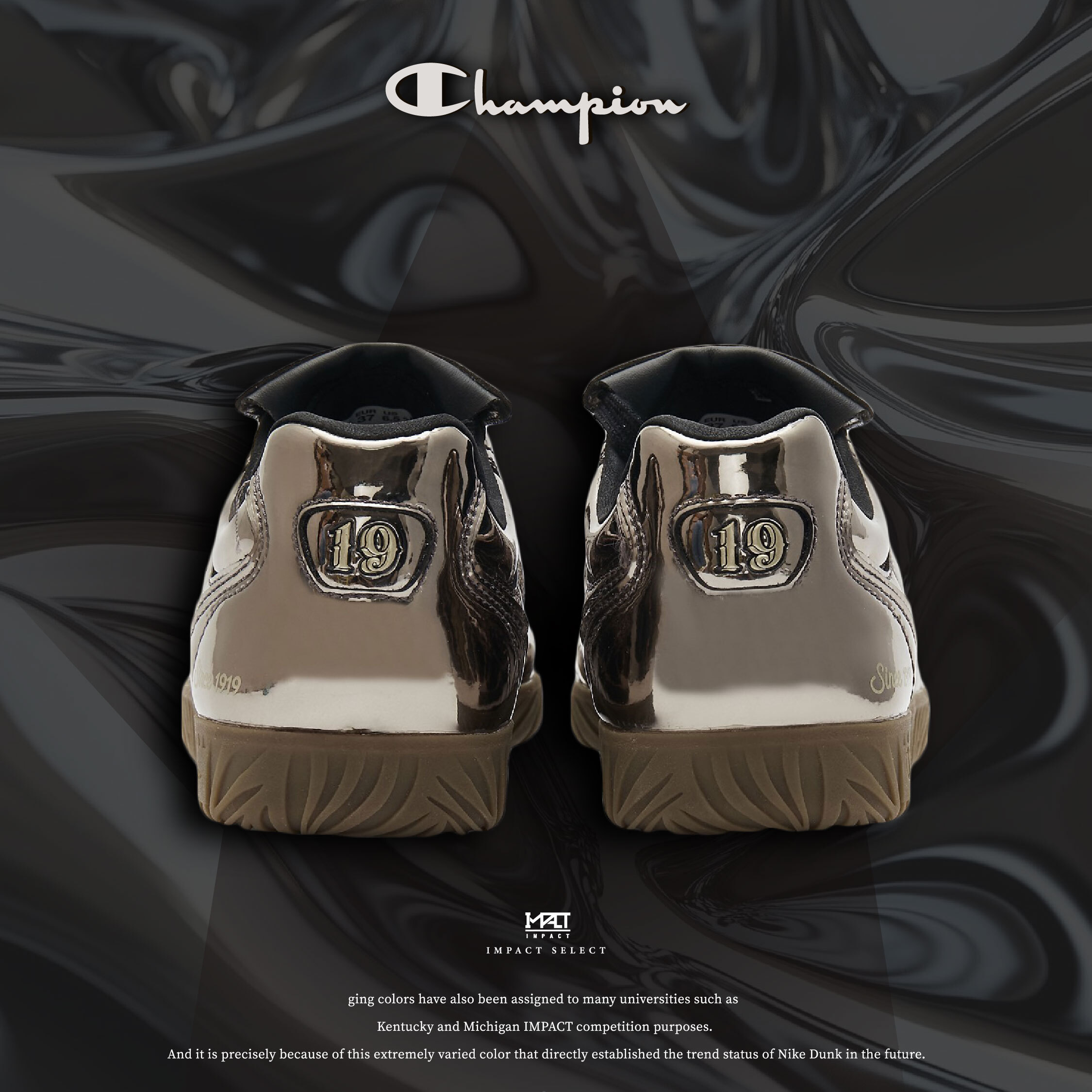 Champion Blokette-trainer 深銀 金屬鏡面 液態 小C-Logo 足球鞋 U4CFCTW24B8