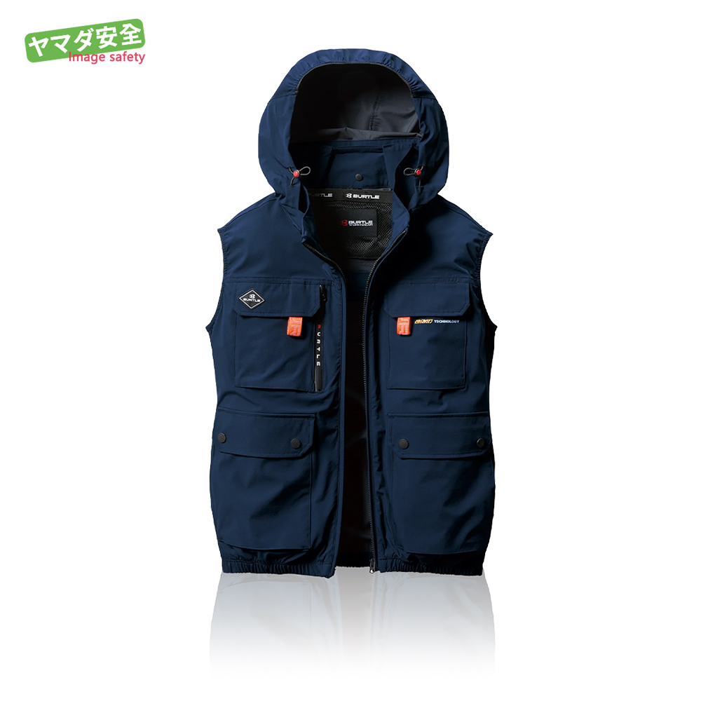 BURTLE 含帽無袖背心 AC2034-3 深藍色