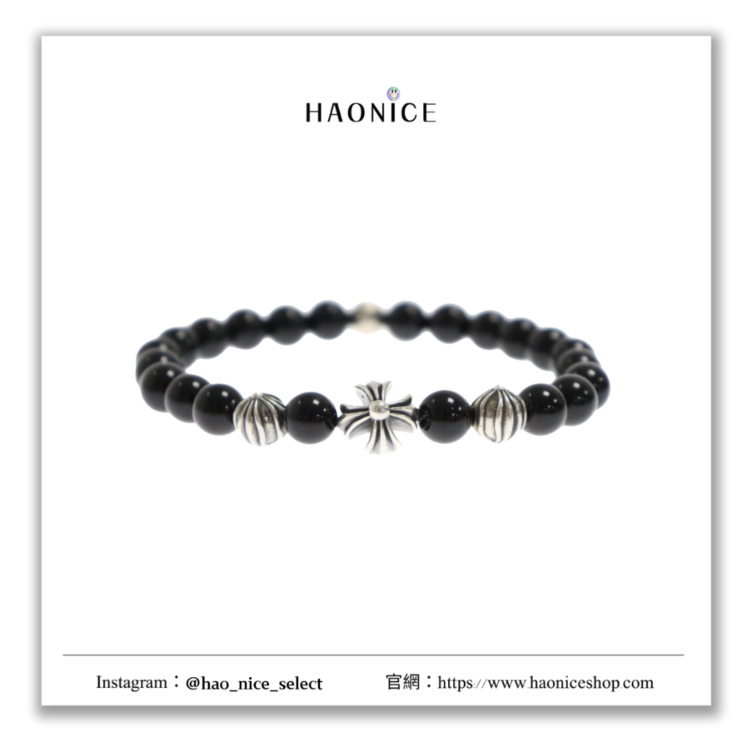 【HAO NICE】100%正品 CHROME HEARTS 精品品牌🔥天然黑曜石串珠手鍊 手環