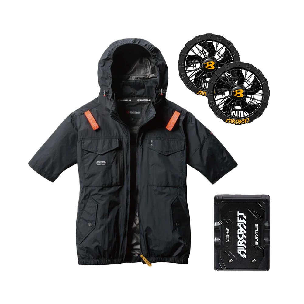 AC1156-35 短袖上衣 空調風扇衣 黑色 24V組合