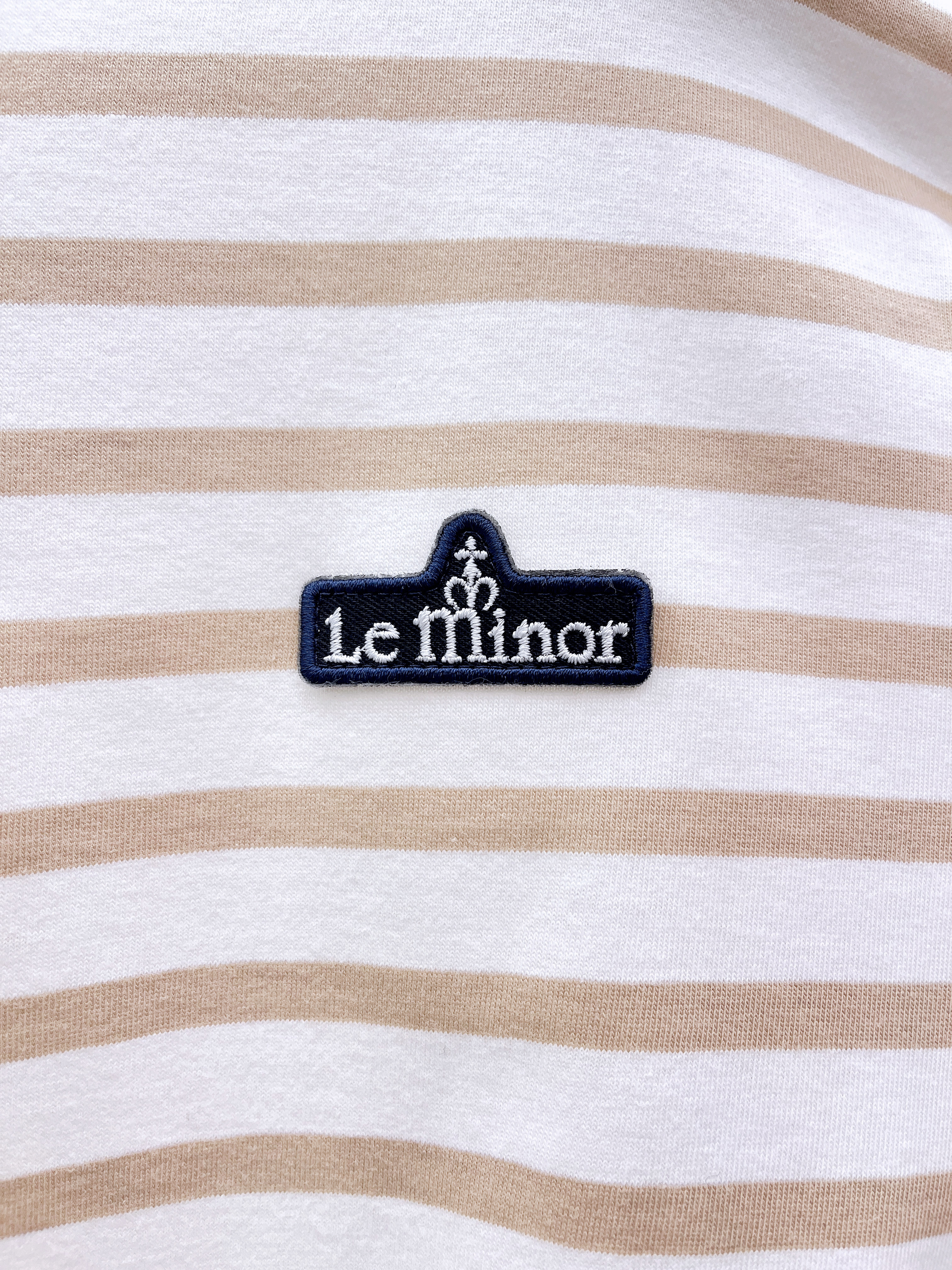 法國橫條限定Logo五分袖上衣