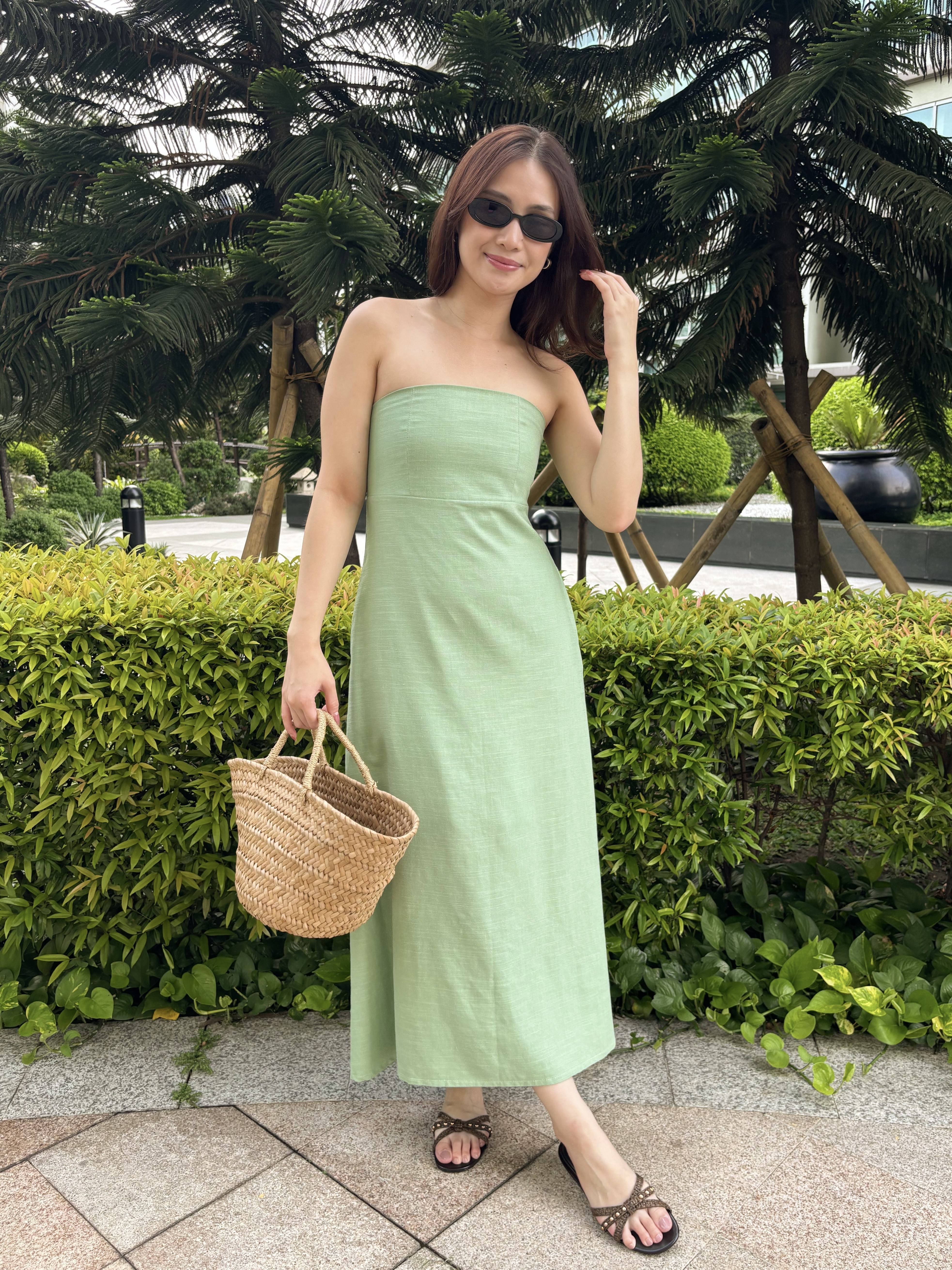 Maria Linen Dress - Pistachio