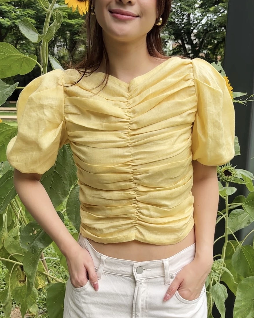 Briella Pure Linen Top - Yellow