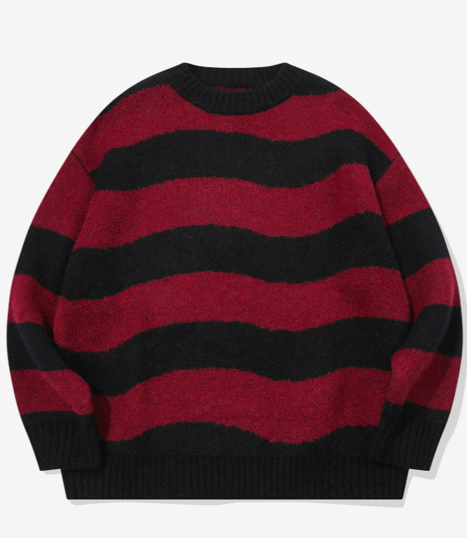 CPGN STUDIO / Wave Brush Stripe Sweater / Red Black /  JUL25