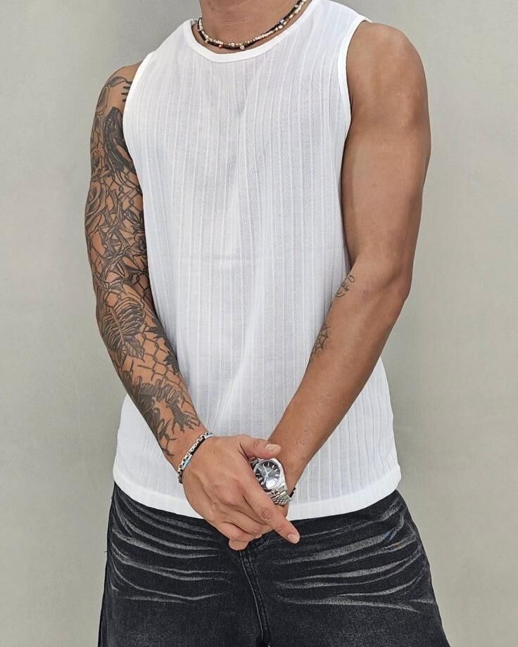 淨色暗直紋背心 V1136