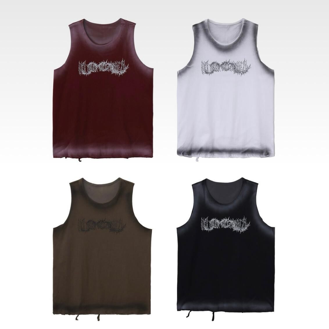 仿污英文字圖案背心 V1138