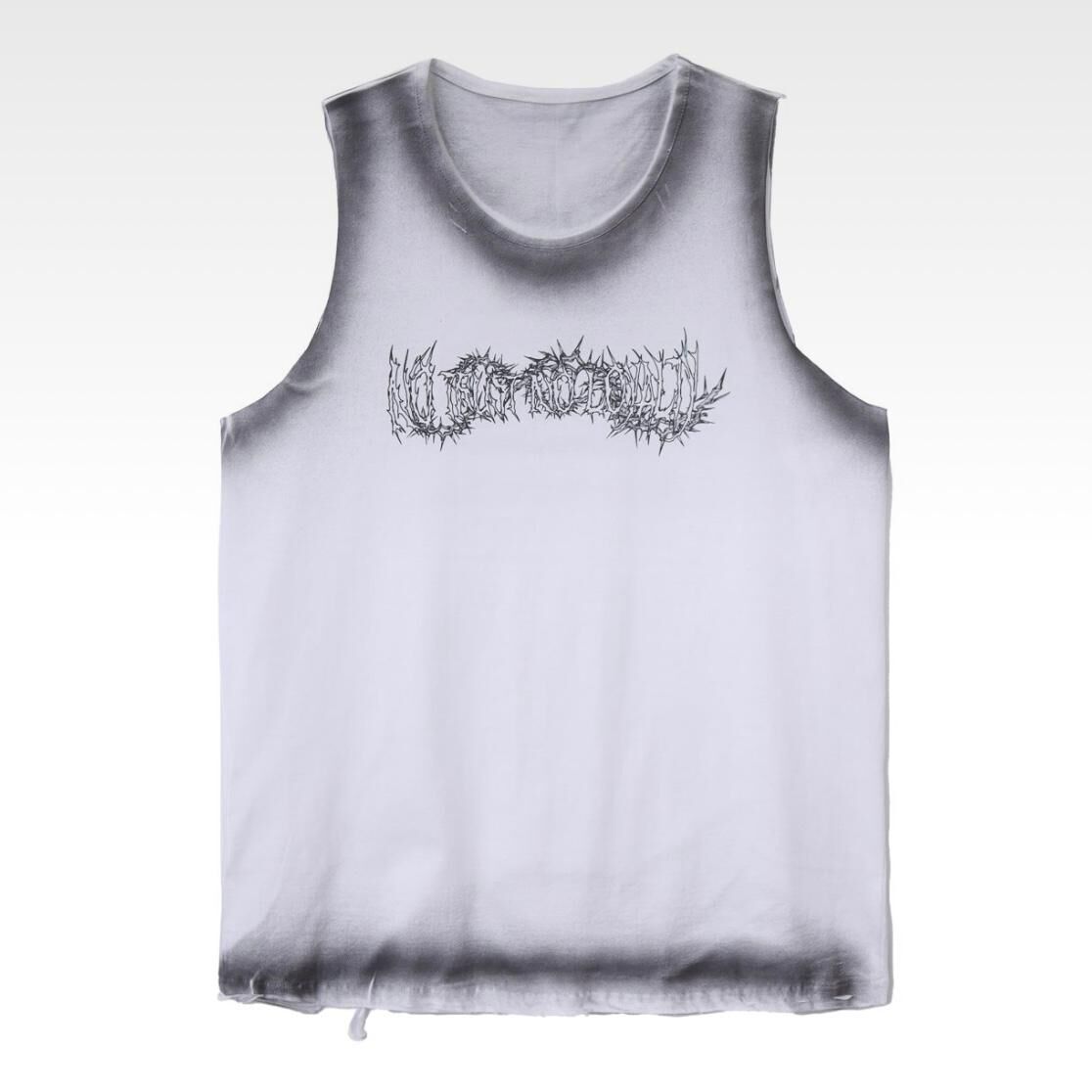 仿污英文字圖案背心 V1138