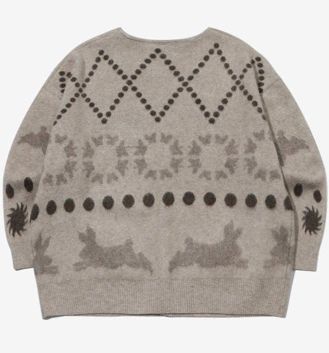 CPGN STUDIO / Bulky Brush Vintage Patterned Cardigan / Oatmeal /  JUL25