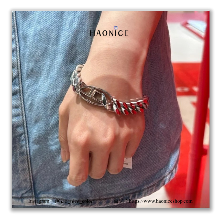 【HAO NICE】100%正品 潮男必備🔥DIESEL 經典logo鏈條不鏽鋼手鏈 鋼鍊 街頭感