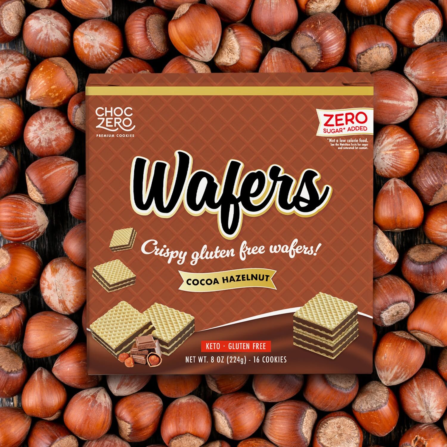 Choczero 無麩質榛子朱古力威化餅 #無添加糖 224g -16塊威化餅