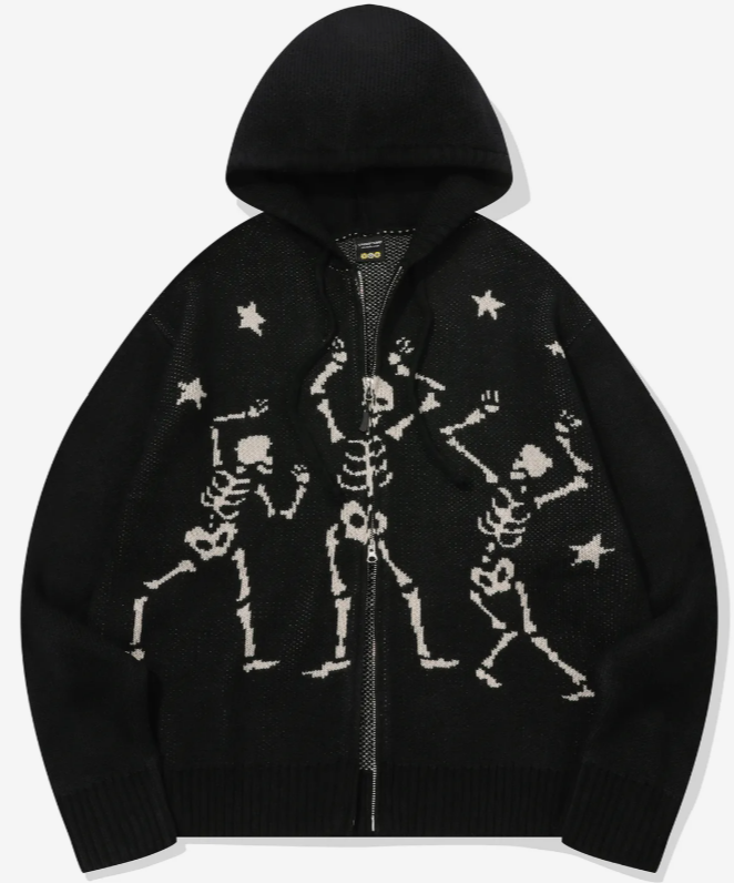 CPGN STUDIO / [2-WAY] skeleton hooded zip-up knit / black /  JUL25