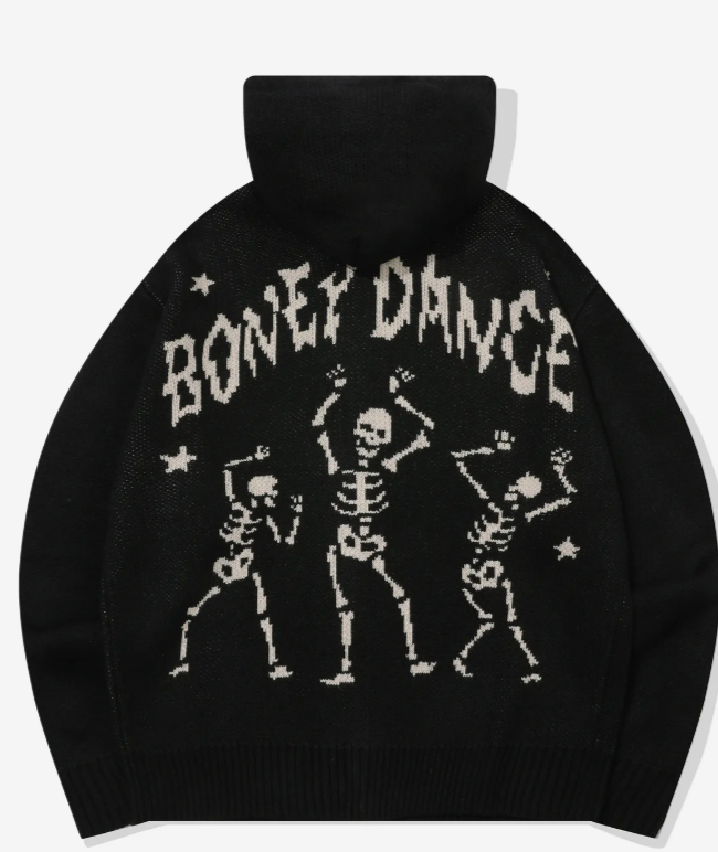 CPGN STUDIO / [2-WAY] skeleton hooded zip-up knit / black /  JUL25