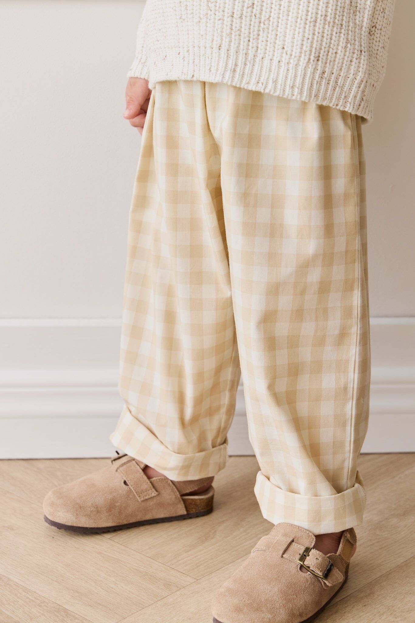【預購】JAMIE KAY - Organic Cotton Kingston Pant（Gingham Pale Khaki）