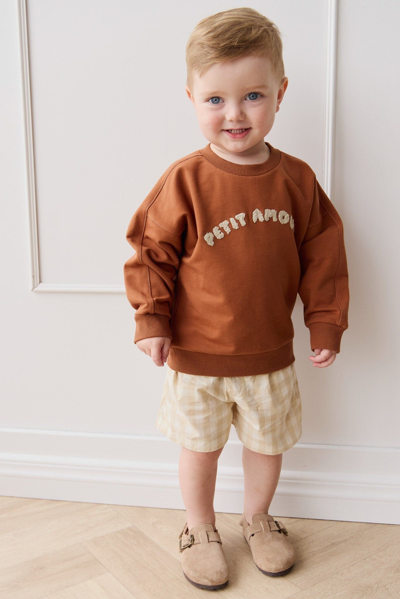 【預購】JAMIE KAY - Organic Cotton Louis Short（Gingham Pale Khaki）