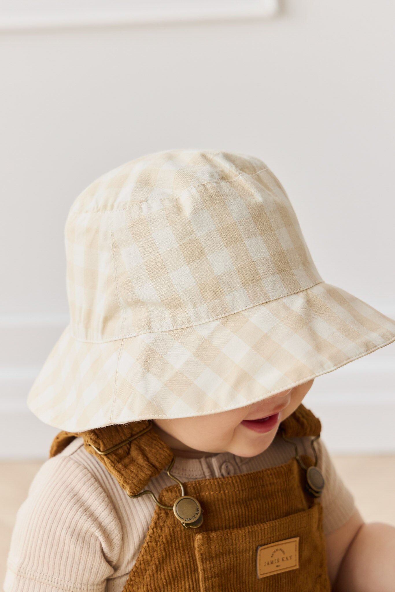 【預購】JAMIE KAY - Organic Cotton Bucket Hat（Gingham Pale Khaki）