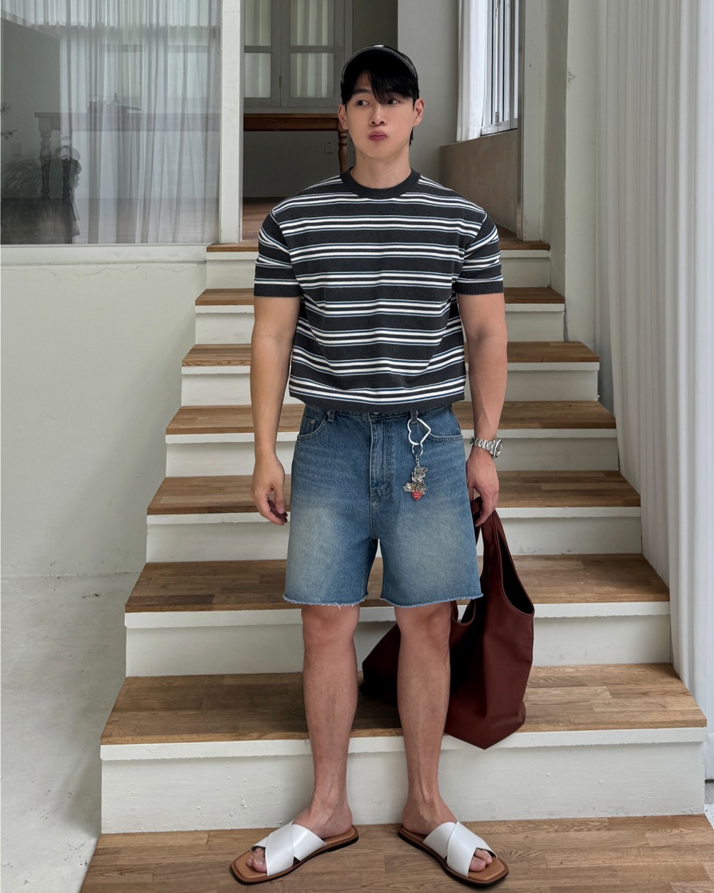 德基短款復古牛仔褲