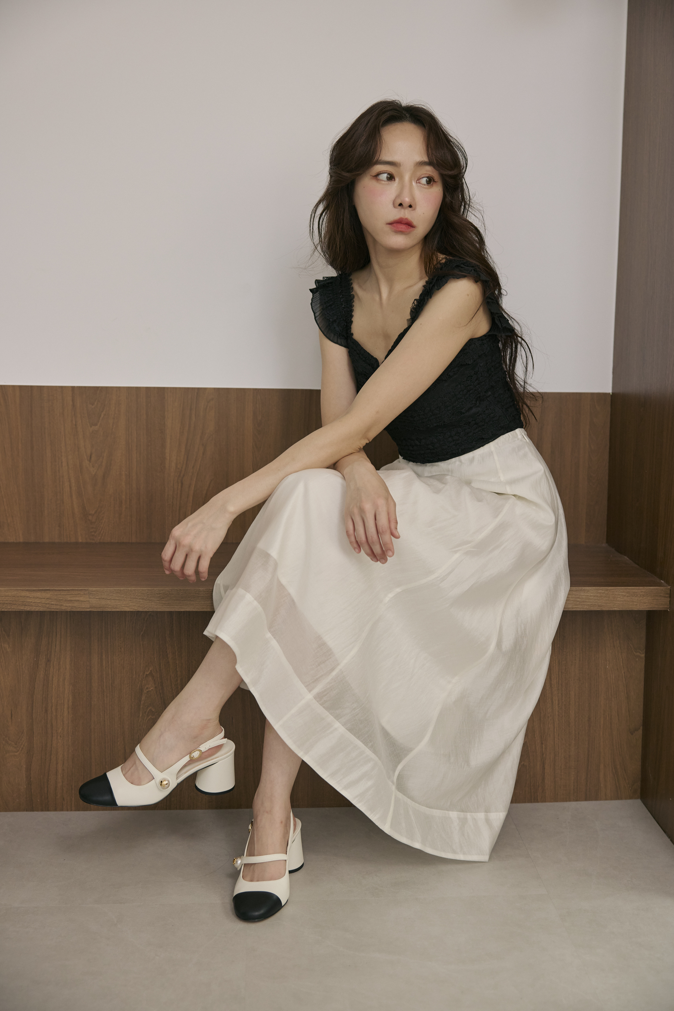 純白優雅長紗裙