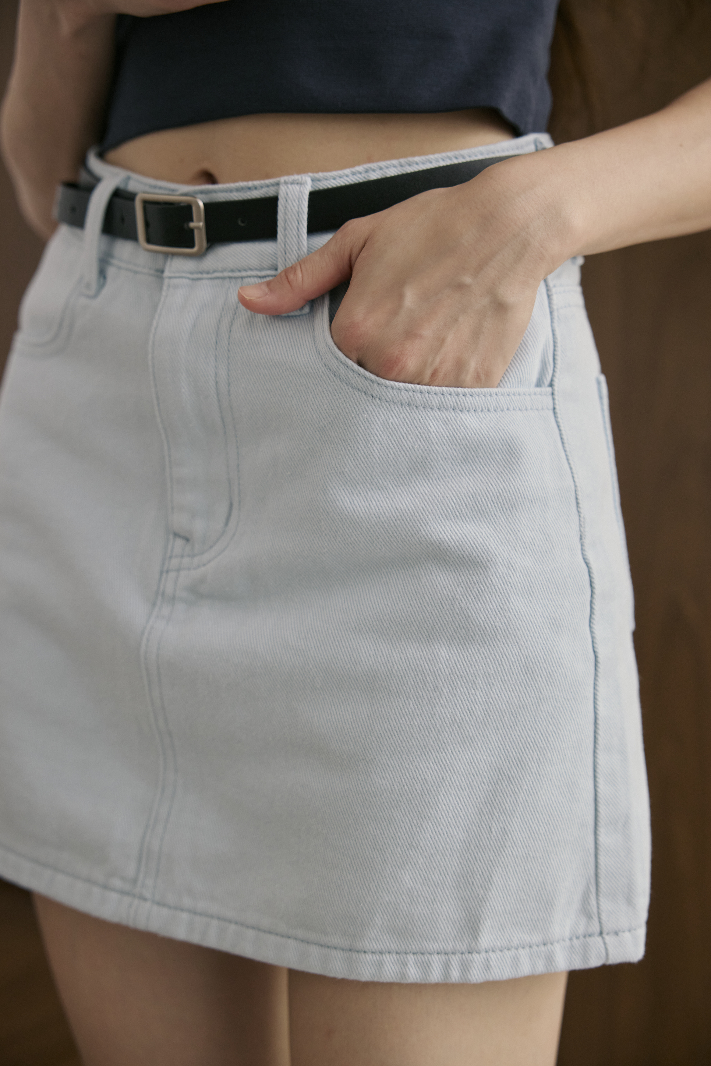 天空藍牛仔裙褲