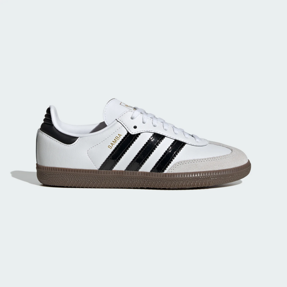 【預訂】 ADIDAS SAMBA OG 白漆皮黑間-GS