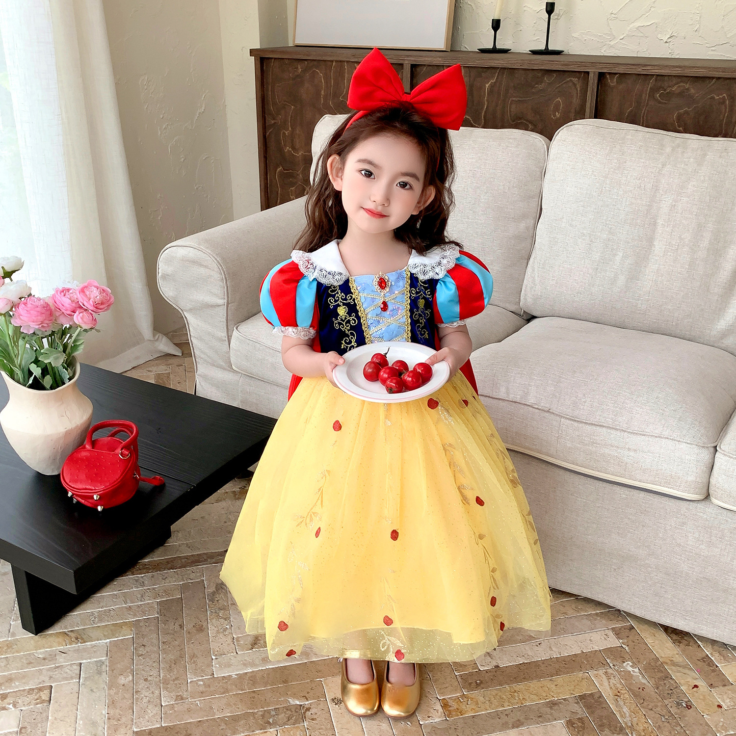 現貨 130cm 萬聖節 白雪公主禮服 蘋果印花款 100-150cm #RA69