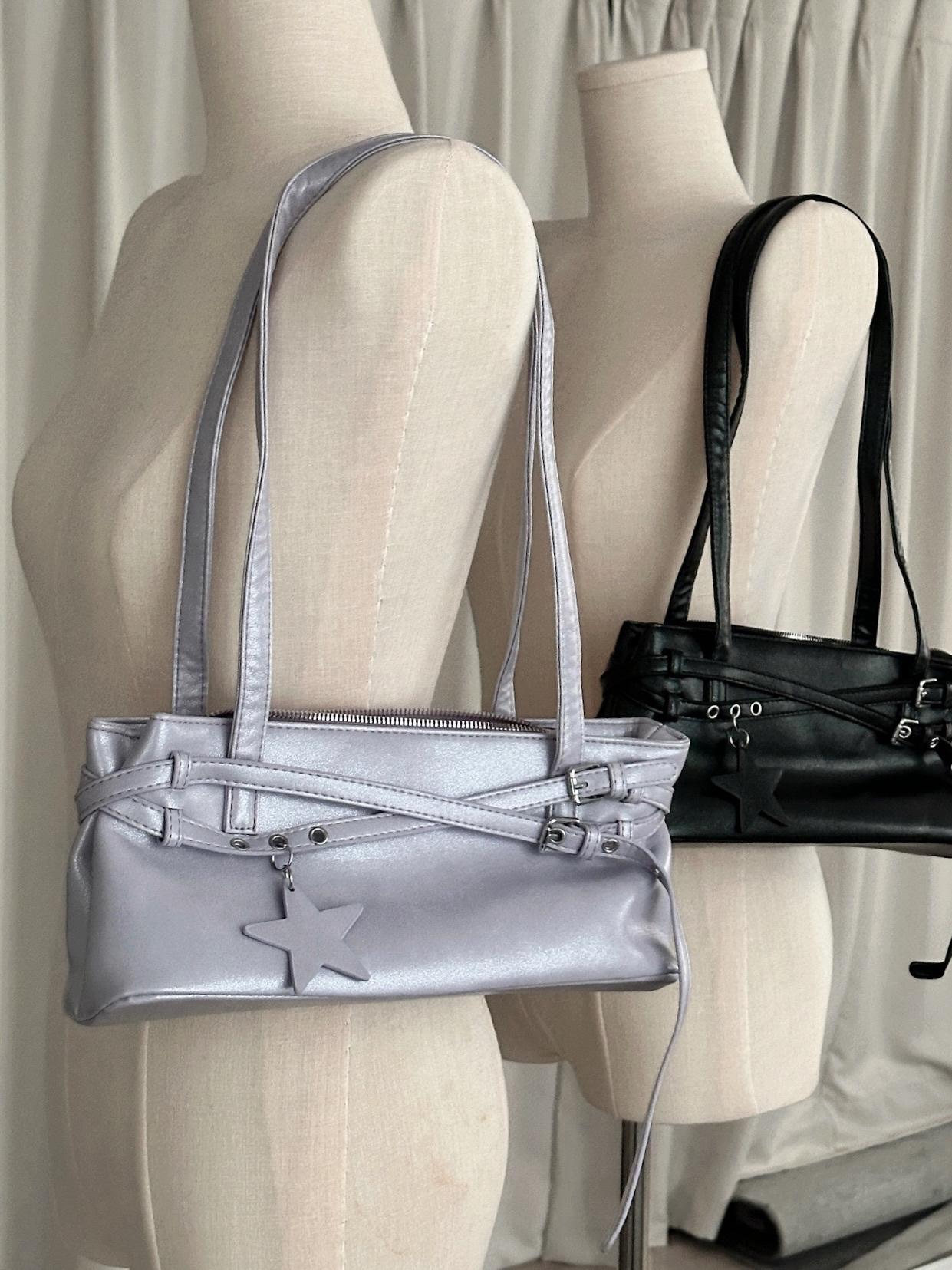 【微瑕】B05 極光星星單肩包 (黑)