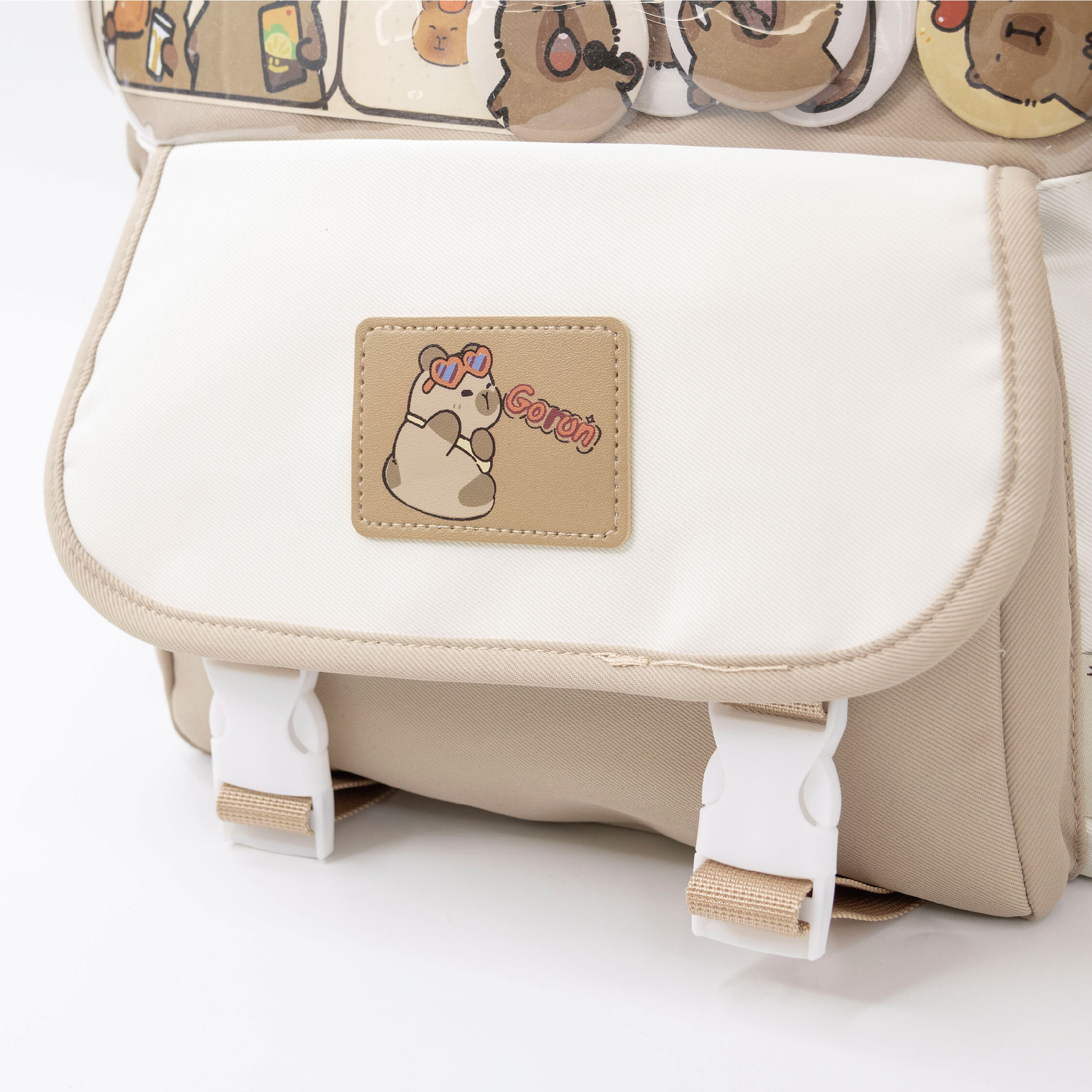 【JA2205】水豚雙色大容量手提/肩背包(附帶水豚徽章)