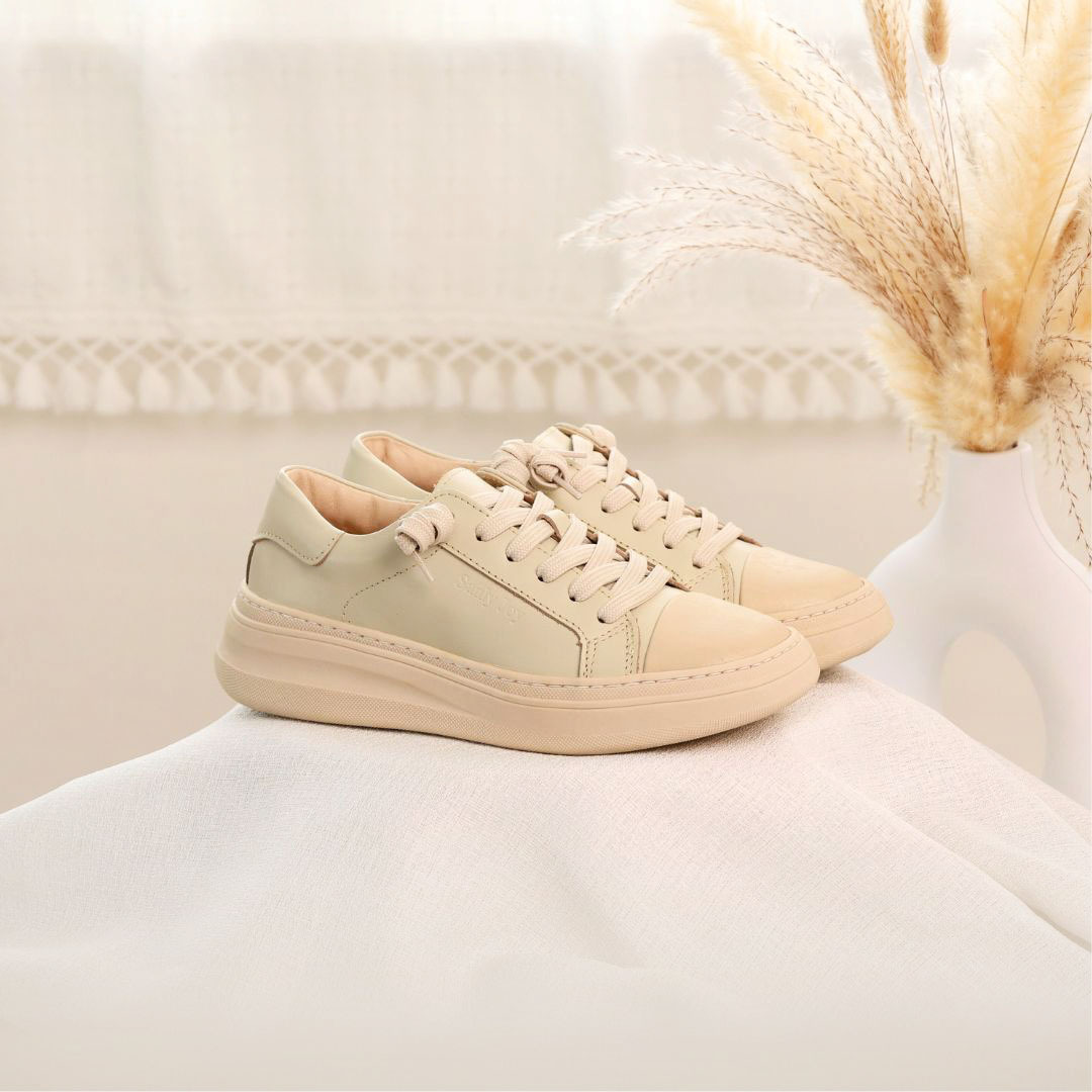 布拉格‧厚底鞋 裸杏白(真皮女鞋/真皮厚底鞋/真皮便鞋)