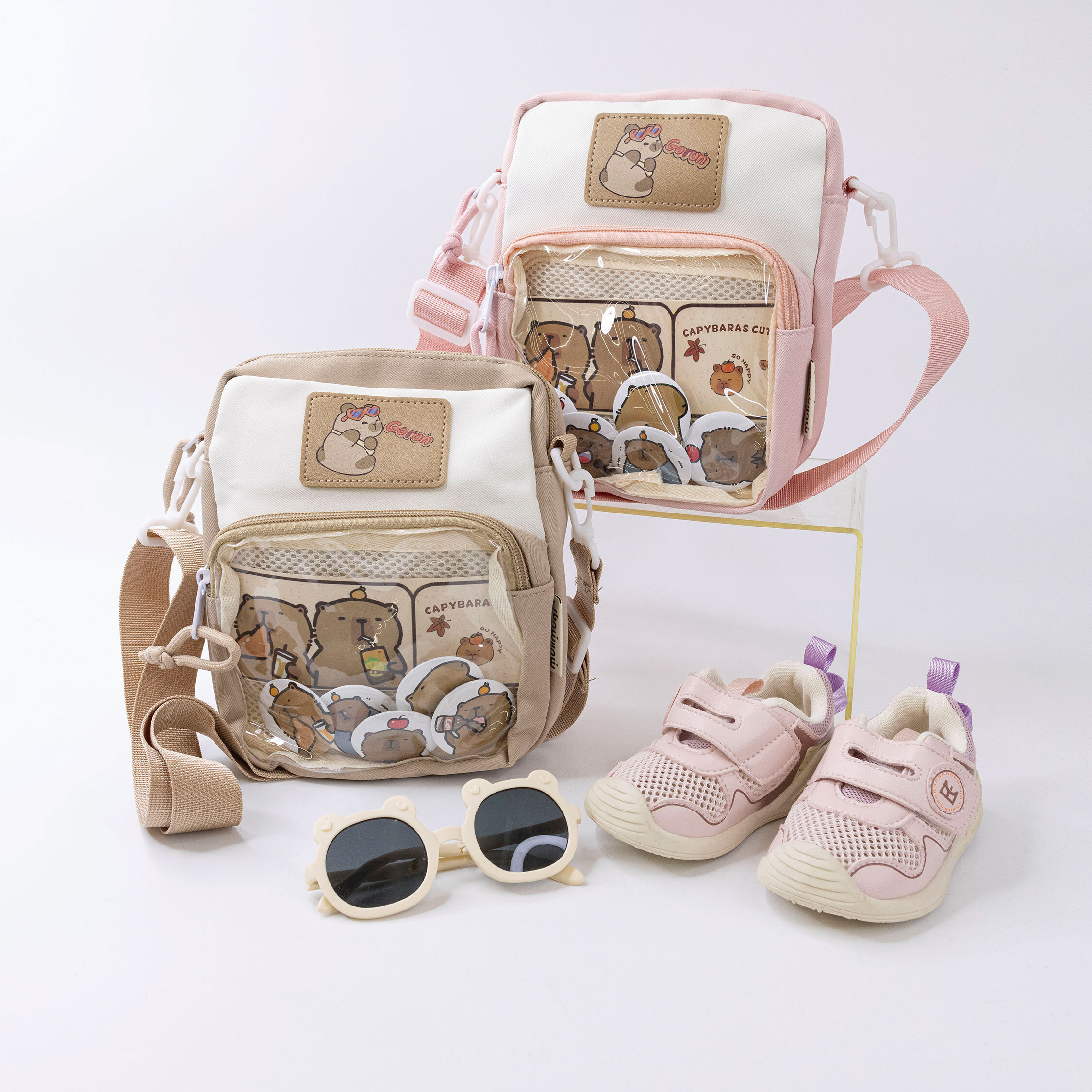 【JA2208】療癒水豚斜背包/痛包＊二色