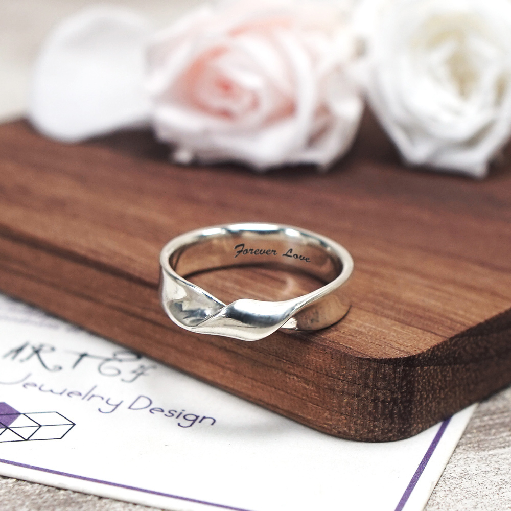 緞帶扭結 男戒 925純銀戒指 客製化 刻字訂製 情侶系列銀飾
